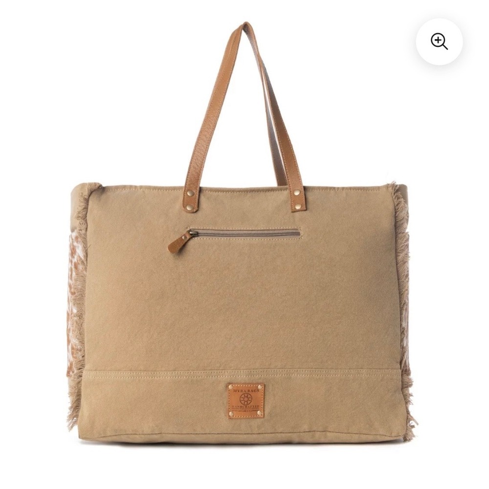 Myra Cartwright Hand Tooled Bag Women Large Tan White Cowhide Western Tote 14562 - Picture 13 of 13